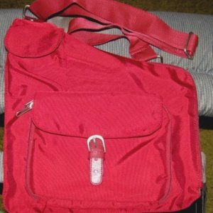 SOLID DARK RED Fully Lined Poly Canvas Shoulder Handbag It's Magic Studios CA